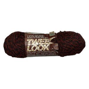 Vintage Lion Brand Tweed Look 48 Mahogany Yarn Skein 4 Worsted Orlon Moth Proof
